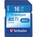 Verbatim 16GB Premium SDHC Memory Card, UHS-I V10 U1 Class 10 - 20 MB/s Read - 9 MB/s Write - Lifetime Warranty