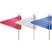 Gem Office Products Triangular Map Flags - 0.18" (4.57 mm) Head - 1" (25.40 mm) Length x 0.63" (15.88 mm) Diameter - 75 / Box - White, Blue