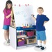 Jonti-Craft Rainbow Accents 2 Station Art Center - Freckled Gray, Navy Stand - Floor Standing - Assembly Required - 1 Each