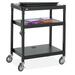 Safco Adjustable Height A/V Cart - Up to 20" Screen Support - 54.43 kg Load Capacity - 3 x Shelf(ves) - 36.50" (927.10 mm) Height x 27.25" (692.15 mm) Width x 18.25" (463.55 mm) Depth - Floor Stand - Powder Coated - Steel - Black