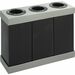 Safco At-Your-Disposal 3-bin Recycling Center - 28 gal Capacity - Rectangular - 33" Height x 46" Width x 16" Depth - Corrugated Plastic - Black - 1 Each