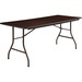 Lorell Economy Folding Table - Melamine Rectangle Top - 72" Table Top Length x 30" Table Top Width x 0.6" Table Top Thickness - 29" Height - Mahogany