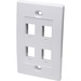 Intellinet Network Solutions 4 Outlet Wall Plate, White - Flush Mount