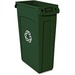 Rubbermaid Commercial Slim Jim 23-Gallon Vented Recycling Container - 23 gal Capacity - Weather Resistant, Durable, Long Lasting, Handle - Plastic - Green - 1 Each