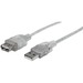 Manhattan Hi-Speed USB 2.0 A Male to A Female Extension Cable, 15', Translucent Silver - Hi-Speed USB 2.0 for ultra-fast data transfer rates with zero data degradation