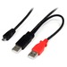 StarTech.com 1 ft USB Y Cable for External Hard Drive - Dual USB A to Micro B - A single USB external hard drive cable that provides power and data