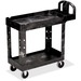 Rubbermaid Commercial HD 2-Shelf Utility Cart with Lipped Shelf (Small) - 2 Shelf - 500 lb Capacity - 4 Casters - 5" Caster Size - Resin - 39" Length x 17.9" Width x 33.2" Height - Black - 1 Each