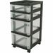 IRIS Mini Storage Cart - 4 Drawer - 4 Casters - Plastic - x 14.3" Width x 12.1" Depth x 26.4" Height - Black - 1 / Each