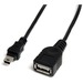 StarTech.com 1 ft Mini USB 2.0 Cable - USB A to Mini B F/M - Type A Female USB - Mini Type B Male USB - 1ft - Black