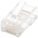 Intellinet Network Solutions Cat5e RJ45 Modular Plugs, 2-Prong, UTP, For Stranded Wire, 100 Plugs in Jar - 15 Micron Gold Plated Contacts