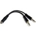 StarTech.com 3.5mm 4 Position to 2x 3 Position 3.5mm Headset Splitter Adapter - F/M - Connect a 4-position headset with audio and microphone input to your desktop or laptop computer - headset cable - 3.5mm headset adapter - headset splitter cable - mini j