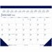 House of Doolittle Deep Blue Print 18.5" Desk Pad Calendar - Julian Dates - Monthly - 12 Month - January 2023 - December 2023 - 1 Month Single Page Layout - 18 1/2" x 13" White Sheet - 1.75" x 2.37" Block - Headband - Desk Pad - Blue, Gray - Leatherette, 