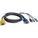 ATEN Combo kVM Cable - 6 ft KVM Cable - First End: 1 x 15-pin HD-15 - Male - Second End: 1 x 15-pin HD-15 - Male, 1 x 6-pin Mini-DIN - Male, 1 x USB Type A - Male, 1 x 6-pin Mini-DIN - Male - Shielding - Black