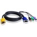 ATEN Combo kVM Cable - 10 ft KVM Cable - First End: 1 x 15-pin HD-15 - Male - Second End: 1 x 15-pin HD-15 - Male, 1 x 6-pin Mini-DIN - Male, 1 x USB Type A - Male, 1 x 6-pin Mini-DIN - Male - Shielding - Black