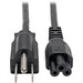 Eaton Tripp Lite Series 3-Slot Power Cord, NEMA 5-15P to C5 - Laptop/Notebook, 7A, 125V, 18 AWG, 6 ft. (1.8 m), Black - 7A (NEMA 5-15P to IEC-320-C5) 6-ft.