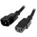 StarTech.com 6ft (1.8m) Heavy Duty Extension Cord, IEC C14 to IEC C13 Black Extension Cord, 15A 125V, 14AWG, Heavy Gauge Power Cable - 6ft (1.8m) Heavy duty extension cord w/ IEC 60320 C14 to C13 connectors; 125V at 15A (Max); UL listed (UL62/UL817); AC P