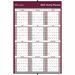 Blueline Brownline Laminated Yearly Wall Calendar - Julian Dates - Yearly - 1 Year - January 2023 - December 2023 - 1 Year Single Page Layout - 32" x 48" Sheet Size - Red, Gray - Laminated, Erasable, Holder, Eyelet - 1 Each