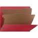 Nature Saver Letter Recycled Classification Folder - 8 1/2" x 11" - End Tab Location - 2 Divider(s) - Fiberboard - Bright Red - 100% Recycled - 10 / Box