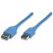 Manhattan SuperSpeed USB 3.0 A Male/A Female Extension Cable, 10 ft (3m), Blue - USB 3.0 for ultra-fast data transfer rates with zero data degradation
