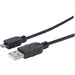 Manhattan Hi-Speed USB 2.0 A Male/Micro-B Male USB Device Cable, 6', Black - Hi-Speed USB for ultra-fast data transfer rates with zero data degradation