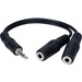 QVS 3.5mm Mini-Stereo Male to Two Female Speaker Splitter Cable - 6" BNC/Mini-phone Audio Cable for iPad, iPhone, iPod, Headset, Speaker, CD Player, Microphone, Walkman - First End: 1 x Mini-phone Audio - Male - Second End: 2 x Mini-phone Audio - Female -