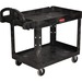 Rubbermaid Heavy-duty Two-tiered Utility Cart - 2 Shelf - Push Handle Handle - 226.80 kg Capacity - 4 Casters - 5" (127 mm) Caster Size - Resin, Foam, Polypropylene - 44" Length x 25.3" Width x 39" Height - Black - 1 Each