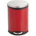 Safco Ellipse Hands Free Step-On Receptacle - 3 gal Capacity - 17" Height x 12" Width x 8.5" Depth - Steel, Plastic - Red - 1 Each