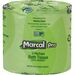 Marcal Pro 100% Recycled Bathroom Tissue - 2 Ply - 4" x 4" - 240 Sheets/Roll - White - Lint-free, Dye-free, Bleach-free, Fragrance-free, Strong, Absorbent, Septic Safe, Eco-friendly, Chlorine-free - For Bathroom, Skin - 48 / Carton