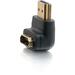 C2G HDMI to HDMI Adapter - 90° Down - Male to Female - 1 x Type A Male Digital Audio/Video - 1 x Type A Female Digital Audio/Video - Gold Connector - Black