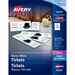 Avery® Blank Tickets with Tear-Away Stubs - 1 3/4" Width x 5 1/2" Length - Laser, Inkjet - Matte White - 20 / Sheet - 200 / Pack