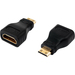 4XEM Mini HDMI Male To HDMI A Female Adapter - 1 x HDMI (Mini Type C) Digital Audio/Video Male - 1 x HDMI (Type A) Digital Audio/Video Female - Gold Connector - Black