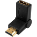 4XEM 90 Degree Swivel HDMI A Male To HDMI A Female Adapter - 1 x 19-pin HDMI (Type A) Digital Audio/Video Female - 1 x 19-pin HDMI (Type A) Digital Audio/Video Male - Gold Connector - Black