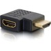 C2G Right Angled HDMI Adapter - Right Exit - 1 x HDMI Female Digital Audio/Video - 1 x HDMI Male Digital Audio/Video - Gold Connector - Black
