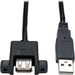 Eaton Tripp Lite Series USB 2.0 Panel Mount Extension Cable (A M/F), 6-in. (15.24 cm) - (A M to panel mount A F) 6-in.