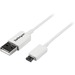StarTech.com 2m White Micro USB Cable - A to Micro B - Charge or sync your Micro USB devices, with this high-quality white USB 2.0 replacement cable - 2m USB to Micro USB Cable Cord- USB A to Micro B Cable - Micro USB Charging Data Cable - White Micro USB