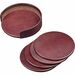 Dacasso Leather Coasters - Set of 4 with Holder - 4 Coaster of 4" Diameter - Round - Mocha - Top Grain Leather, Felt - 1Each
