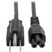 Eaton Tripp Lite Series 3-Slot Power Cord, NEMA 5-15P to C5 - Laptop/Notebook, 10A, 125V, 18 AWG, 10 ft. (3.05 m), Black - 10A (NEMA 5-15P to IEC-320-C5) 10-ft.