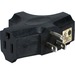 QVS 3-Outlets Space-Saver Grounded Power Outlet Splitter - 1 x AC Power Plug - 3 x AC Power Receptacle - 125 V AC / 15 A - Black