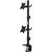Amer Mounts Clamp Based Vertical Dual Monitor Mount for two 15"-24" LCD/LED Flat Panels - Supports up to 17.6lb monitors, +/- 20 degree tilt, and VESA 75/100