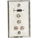 Black Box WP802 Faceplate - 1-gang - Wall Mount - Stainless - 1 x Mini-phone Port(s) - 3 x RCA Port(s) - 1 x VGA Port(s) - TAA Compliant
