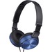 Sony Sound Monitoring Headphones - Stereo - Mini-phone (3.5mm) - Wired - 24 Ohm - 10 Hz - 24 kHz - Over-the-head - Binaural - Supra-aural - 3.94 ft Cable - Blue