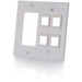 C2G Decorative Style Cutout with Four Keystone Double Gang Wall Plate - White - 2-gang - White - Metal