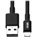 Tripp Lite 6ft Lightning to USB Sync / Charge Cable Apple MFI Certified - Lightning/USB for iPad, iPhone, iPod - 6 ft - 1 x Type A Male USB - 1 x Lightning Male Proprietary Connector - Black