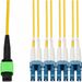 AddOn 1.5m MPO/APC to 4xLC Duplex (8xLC)/UPC Yellow OS2 OFNR (Riser-Rated) 8-Strand SMF Fiber Fanout Cable - 4.92 ft Fiber Optic Network Cable for Network Device - First End: 2 x MPO-12 Network - Female - Second End: 4 x LC Network - Male - Fan-out Cable 