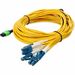 AddOn 3m MPO (Female) to 6xLC (Male) 12-Strand Yellow OS2 Duplex OFNR (Riser-Rated) Fiber Fanout Cable - 100% compatible and guaranteed to work