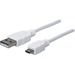Manhattan Hi-Speed USB 2.0 A Male to Micro-B Male Device Cable - 3 ft - White - USB for Notebook - 3 ft - 1 x Type A Male USB - 1 x Type B Male Micro USB - Nickel Plated Contact - Shielding - White