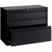 Lorell 36" Box/Box/File Lateral File Cabinet - 36" x 18.6" x 28" - 3 x Drawer(s) for Box, File - A4, Legal, Letter - Lateral - Hanging Rail, Locking Drawer, Ball-bearing Suspension, Magnetic Label Holder, Interlocking, Durable, Reinforced Base, Leveling Glide, Anti-tip - Black - Baked Enamel - Steel - Recycled