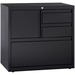 Lorell 30" Personal Storage Center Lateral File - 30" x 18.6" x 28" - 3 x Drawer(s) for File, Box - A4, Letter, Legal - Hanging Rail, Glide Suspension, Grommet, Cable Management, Interlocking, Reinforced Base, Adjustable Glide, Durable, Magnetic Label Holder - Black - Baked Enamel - Steel - Recycled