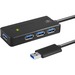 Vantec Vantec 4-Port USB 3.0 Bus-Powered Travel Hub - USB - Plug-in Card - 4 USB Port(s) - 4 USB 3.0 Port(s) - PC, Linux