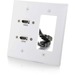 C2G Dual HDMI Pass Through Double Gang Wall Plate with One Decorative Cutout-White - 2-gang - White - Aluminum - 2 x HDMI Port(s)